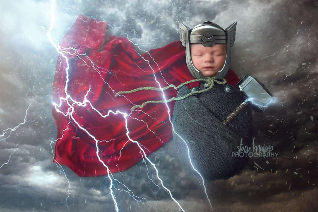 Baby dressed as Thor