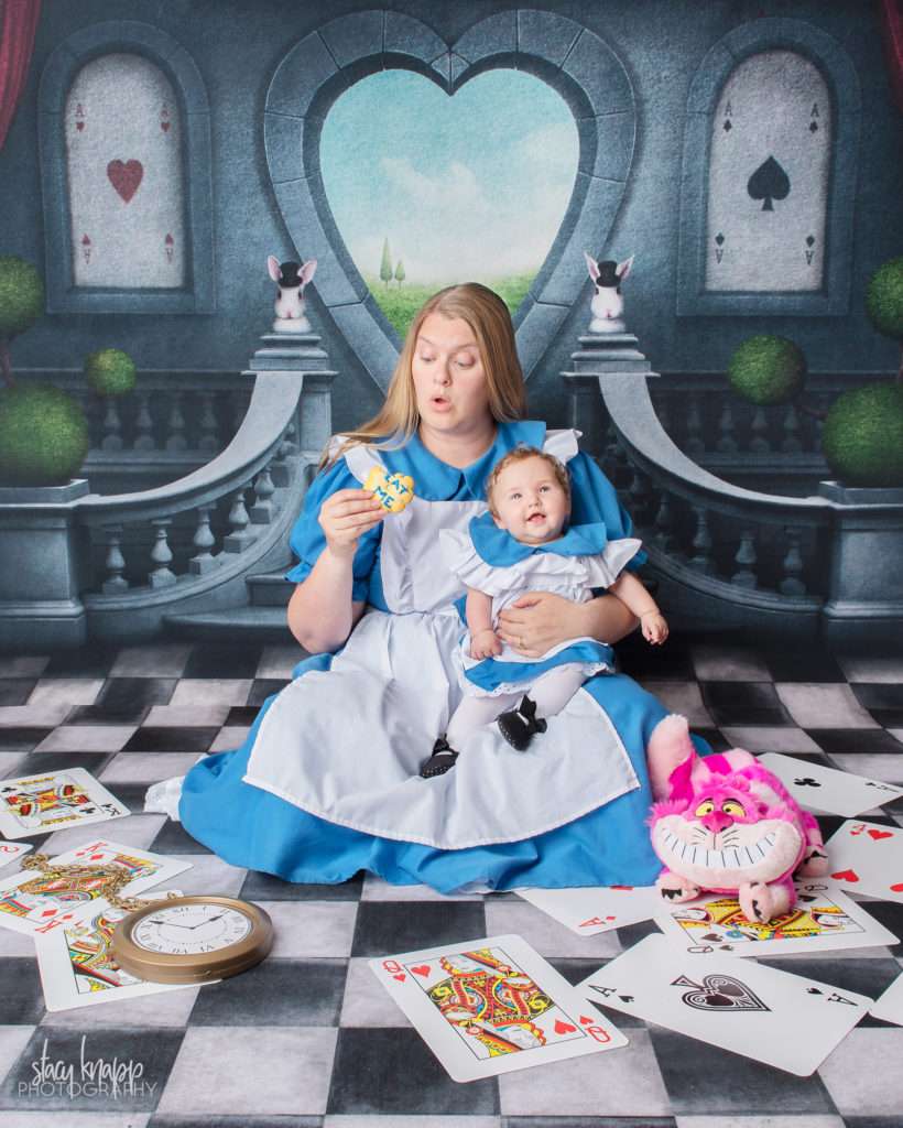 Mommy and me photograph as Alice in Wonderland