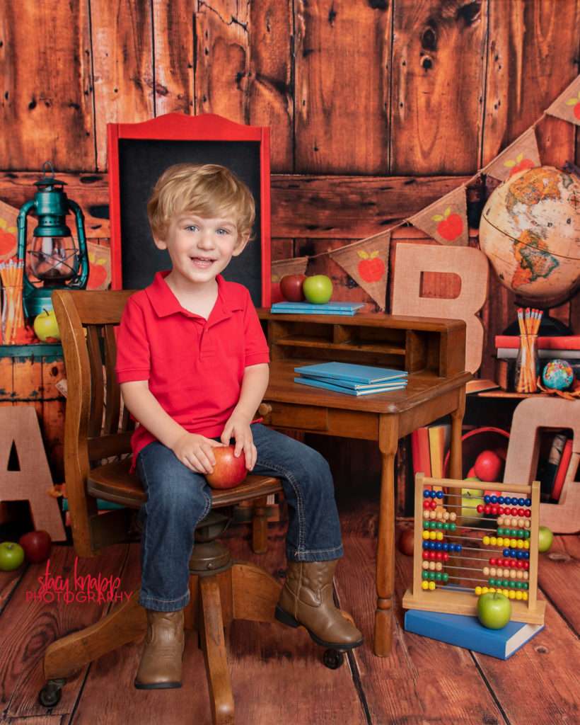 Back to school photograph of toddler boy