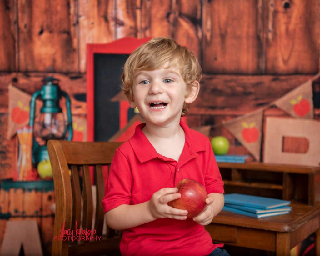 Back to school photograph of toddler boy