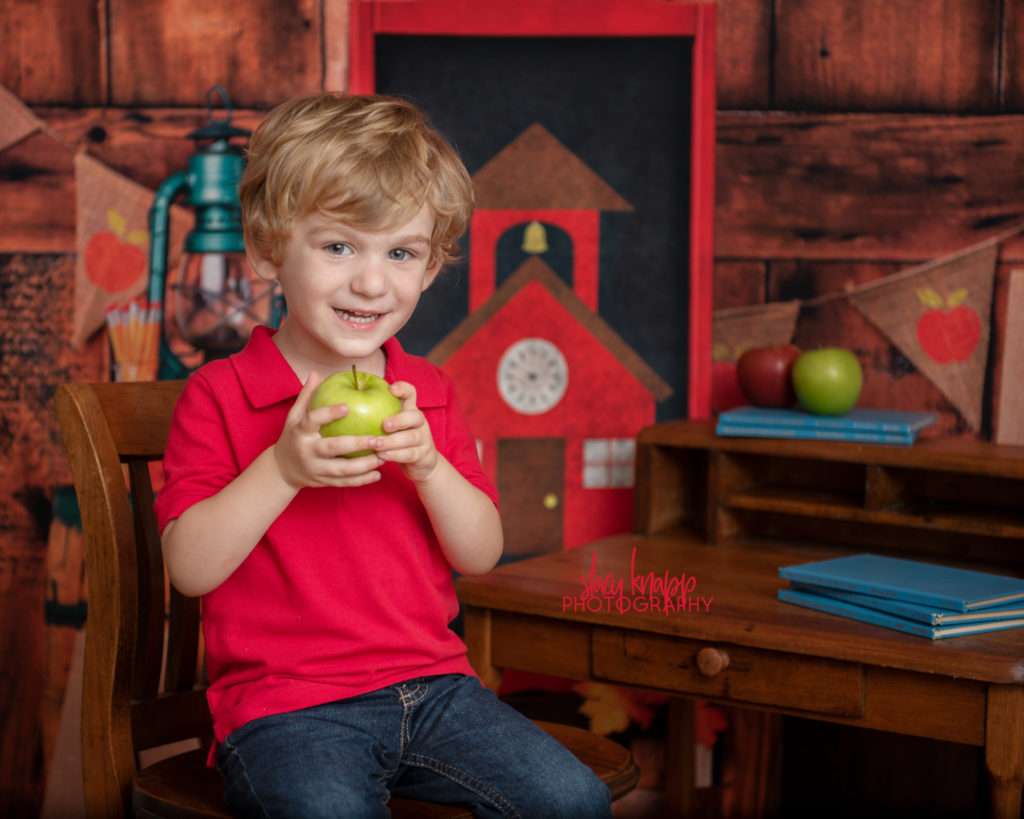 Back to school photograph of toddler boy