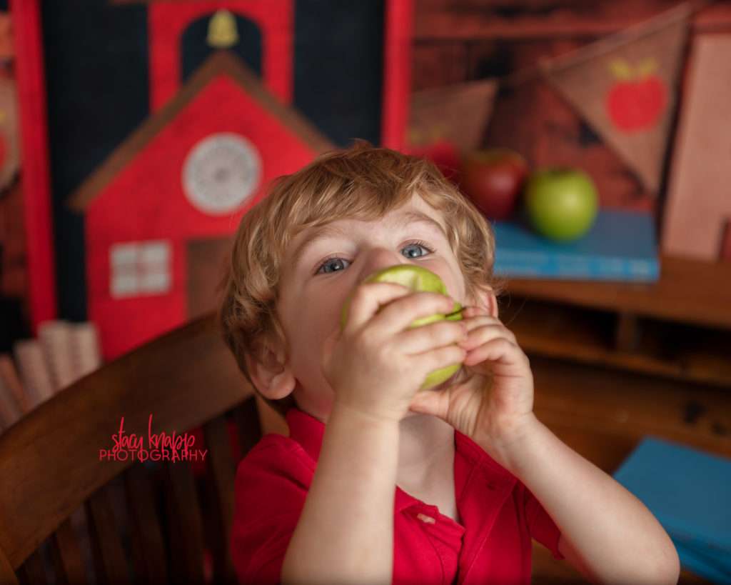 Back to school photograph of toddler boy