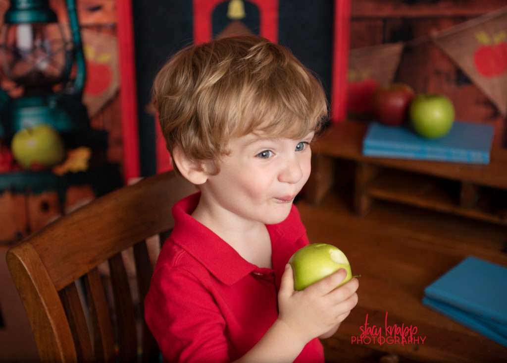 Back to school photograph of toddler boy