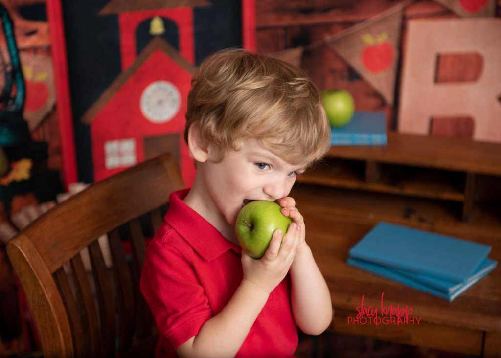 Back to school photograph of toddler boy