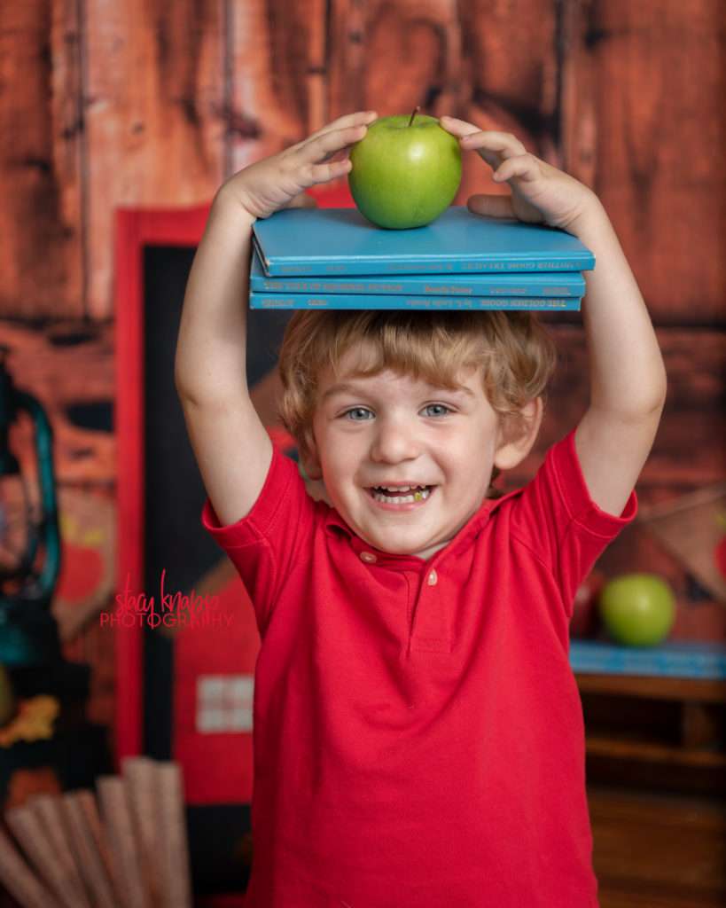 Back to school photograph of toddler boy
