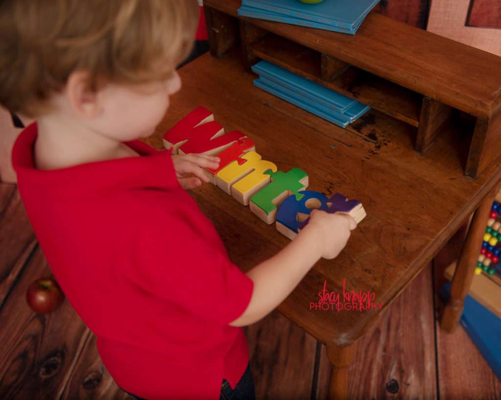 Back to school photograph of toddler boy