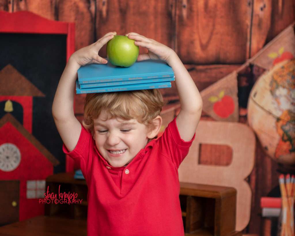 Back to school photograph of toddler boy