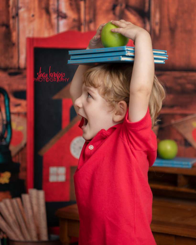 Back to school photograph of toddler boy