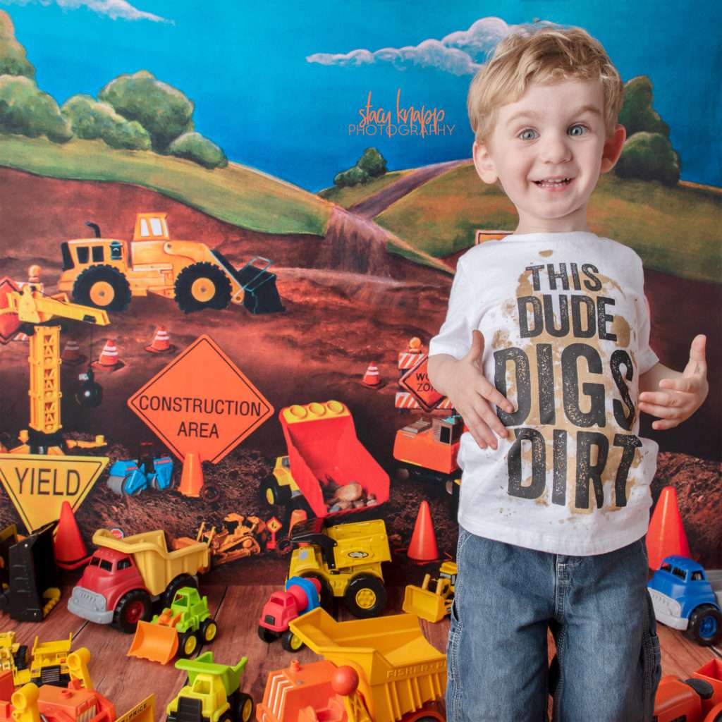 Photo of preschool boy wearing this guy digs dirt t-shirt